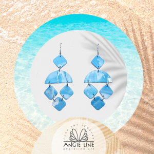 BLUE SKY - Angie Line Art Polymer Clay Earrings Handmade by Artist Vanessa Freire