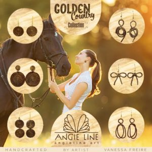 GOLDEN COUNTRY COLLECTION - Angie Line Art Polymer Clay Earrings Handmade by Artist Vanessa Freire