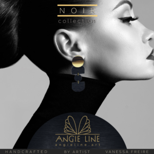 NOIR COLLECTION - Angie Line Art Polymer Clay Earrings Handmade by Artist Vanessa Freire