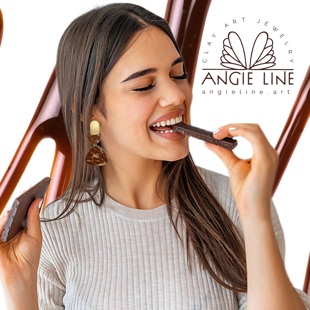 CHOC LOVERS COLLECTION - Angie Line Art Polymer Clay Earrings Handmade by Artist Vanessa Freire