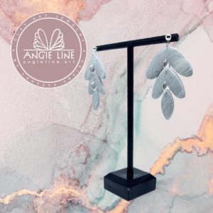 SHINE GRAY MARBLE - Angie Line Polymer Clay Silver Earrings Modern Gif for Her Friend  Hypoallergenic Jewelry uv resin Clearance