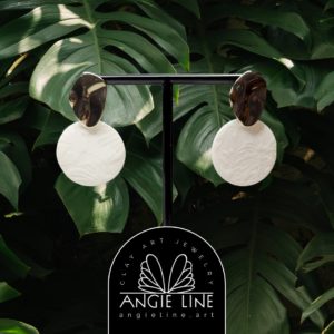 RAIN FOREST EARRINGS - Angie Line Clay Art Jewelry by Artist Vanessa Freire - Polymer Clay with 18k Plated Gold  Hypoallergenic Gift for Her or Friend