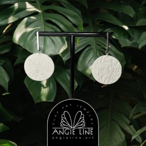 RAIN FOREST EARRINGS - Angie Line Clay Art Jewelry by Artist Vanessa Freire - Polymer Clay with Silver Hypoallergenic Studs Gift for Her or Friend
