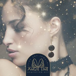 Black Sparkles - Angie Line Clay Art Polymer Clay Earrings by artist Vanessa Freire