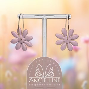 Spinning Flower Polymer Clay Earrings - Angie Line Jewelry by Artist Vanessa Freire