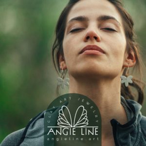 Sage Leaves Polymer Clay Earrings - Angie Line Jewelry by Artist Vanessa Freire