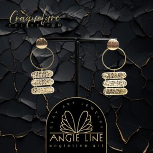 Ivory Circle Cracked Gold Earrings | Craquelure Collection - Angie Line Polymer Clay Jewelry