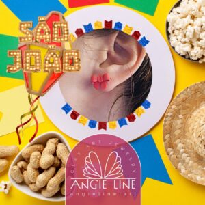 Pink Bow São João Collection - Angie Line Polymer Clay Jewelry by Artist Vanessa Freire